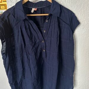 Pilcro Anthropologie Serena Surf Navy Top